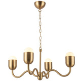 Effie Chandelier 27 Inch Brushed Gold Optal Glass By Alora - Side View