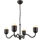 Effie Chandelier 27 Inch Matte Black Optal Glass By Alora - Side View