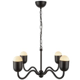 Effie Chandelier 27 Inch Matte Black Optal Glass By Alora
