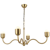 Effie Chandelier 39 Inch Brushed Gold Optal Glass By Alora - Side View