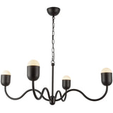 Effie Chandelier 39 Inch Matte Black Optal Glass By Alora - Side View