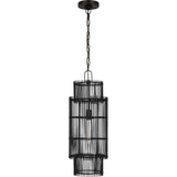 Elio Shade Chandelier — 10", Natural Bamboo Black, Aged Iron