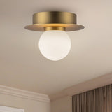 Elixir Flush Mount Small Brushed Gold By Kuzco - Lifestyle View