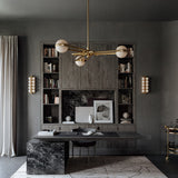 Emille Vanity Light by Corbett Lighting - Vintage Brass 10 Lights in Study Room