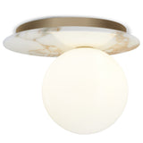 Emma Flush Mount White Guatemala Marble By Contradi - Side View