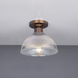 Erbil Prismatic Flush Ceiling Fitting - Antique Brass