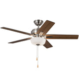 Erikson 52 Inch Ceiling Fan Brushed Nickel LED Pull Chain By Kuzco - With LED
