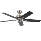 Erikson 52 Inch Ceiling Fan Brushed Nickel No LED Pull Chain By Kuzco - Side View