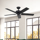 Erikson 52 Inch Ceiling Fan Matte Black No LED Pull Chain By Kuzco - Lifestyle View
