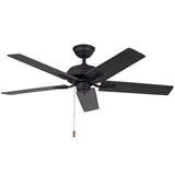 Erikson 52 Inch Ceiling Fan Matte Black No LED Pull Chain By Kuzco
