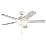 Erikson 52 Inch Ceiling Fan White LED Pull Chain By Kuzco - Front View