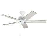 Erikson 52 Inch Ceiling Fan White No LED Pull Chain By Kuzco1