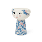 Bjørn Wiinblad Eva Vase, Blue/Rose, H: 7.3" By Bjorn Wiinblad