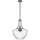 Everly 3-Light Pendant 20 Inch in Olde Bronze with Clear Seeded Glass