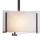 Exos Delta Mini Pendant, shown in Black, White Art Glass, by Hubbardton Forge