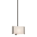 Exos Delta Mini Pendant in Oil Rubbed Bronze, White Art Glass by Hubbardton Forge