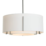 Exos Double Shade Pendant Medium in Black, Natural Anna Inner and Outer by Hubbardton Forge