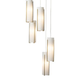 Exos Glass 5-Light Pendant, shown in Modern Brass, Opal Glass, Standard, by Hubbardton Forge