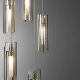 Exos Glass 5-Light Pendant detail in Modern Brass, Clear Glass, Standard, by Hubbardton Forge