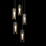 Exos Glass 5-Light Pendant detail in Modern Brass, Clear Glass, Standard, by Hubbardton Forge
