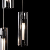 Exos Glass 5-Light Pendant detail in Black, Clear Glass, Standard, by Hubbardton Forge