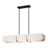 Exos Rectangular Linear Suspension, shown in Black, Natural Anna Inner and Outer, by Hubbardton Forge