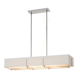 Exos Rectangular Linear Suspension in Vintage Platinum, Natural Anna Inner, Flax Outer by Hubbardton Forge