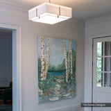Exos Square Double Shade Pendant lifestyle view by Hubbardton Forge