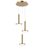 Extraterrestrial 3 Light Pendant Aged Gold Brass By Matteo- Front View