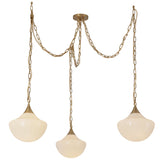 Farrah Multi Light Pendant Brushed Gold Glossy Ribbed Opal Glass By Alora - Front View