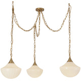 Farrah Multi Light Pendant Brushed Gold Glossy Ribbed Opal Glass By Alora