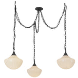 Farrah Multi Light Pendant Matte Black Glossy Ribbed Opal Glass By Alora