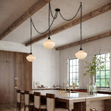 Farrah Multi Light Pendant Matte Black Glossy Ribbed Opal Glass By Alora - Lifestyle View