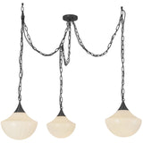 Farrah Multi Light Pendant Matte Black Glossy Ribbed Opal Glass By Alora