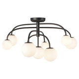 Fiona Flush Mount — 33 Inch, Matte Black/Opal Glass