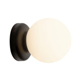 Fiona Flush Wall Sconce — Matte Black/Opal Glass
