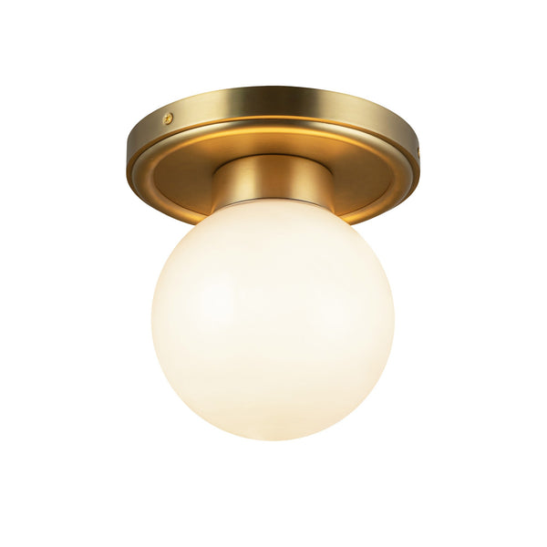 Fiore Ceiling Light Brushed Gold Glossy Opal Glass By Alora Side View