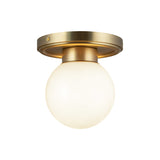 Fiore Ceiling Light Brushed Gold Glossy Opal Glass By Alora