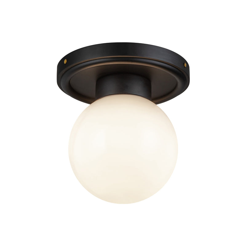 Fiore Ceiling Light Black Matte Glossy Opal Glass By Alora Side View