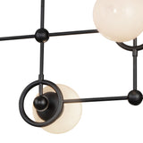 Fiore Chandelier Matt Black Glossy Opal Glass By Alora Detailed View