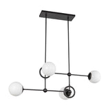 Fiore Chandelier Matt Black Glossy Opal Glass By Alora Side View