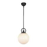 Fiore Pendant Light Matte Black Glossy Opal By Alora