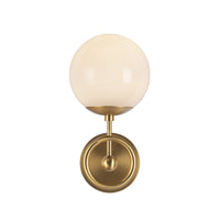 Fiore Wall Sconce Brushed Gold Glossy Opal Glass 1 Light By Alora