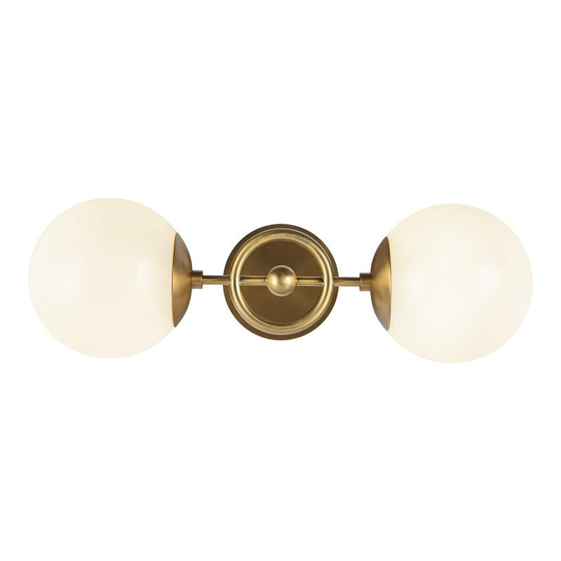 Fiore Wall Sconce Brushed Gold Black Opal Glass 2 Light By Alora