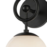 Fiore Wall Sconce Brushed Matte Black Opal Glass 1 Light By Alora Detailed View