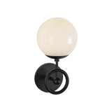 Fiore Wall Sconce Brushed Matte Black Opal Glass 1 Light By Alora Side View