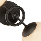 Fiore Wall Sconce Matte Black Black Opal Glass 2 Light By Alora Detialed View