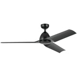 Fit 54” Outdoor Ceiling Fan Satin Black Satin Black By Kichler - Front View
