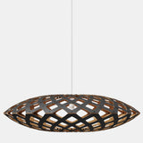 Flax Pendant Light Black 1 Side Outside Bamboo 43 Inch By David Trubridge