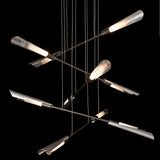 Flight 10-Light Chandelier Small detail in Dark Smoke, Sterling, by Hubbardton Forge